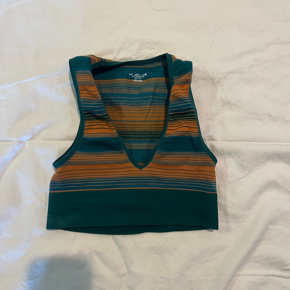 Urban Outfitters Teal and Orange Striped Tank Top